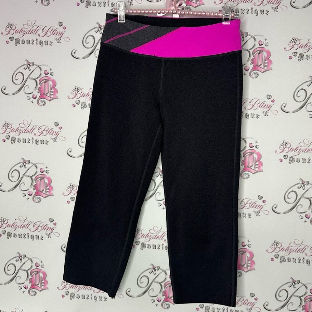 Tuff athletics capri pant pink grey waist band stretchy pants